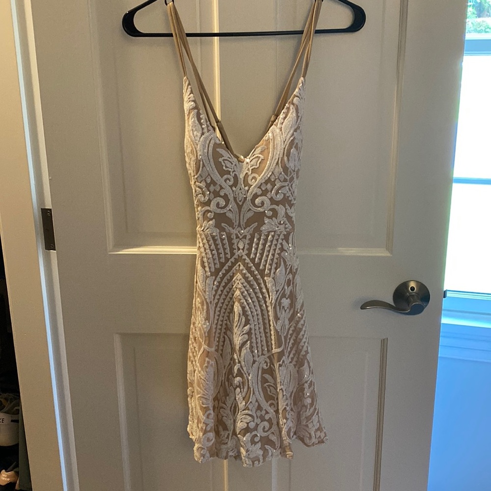 Windsor Nude/White Sequined Dress
